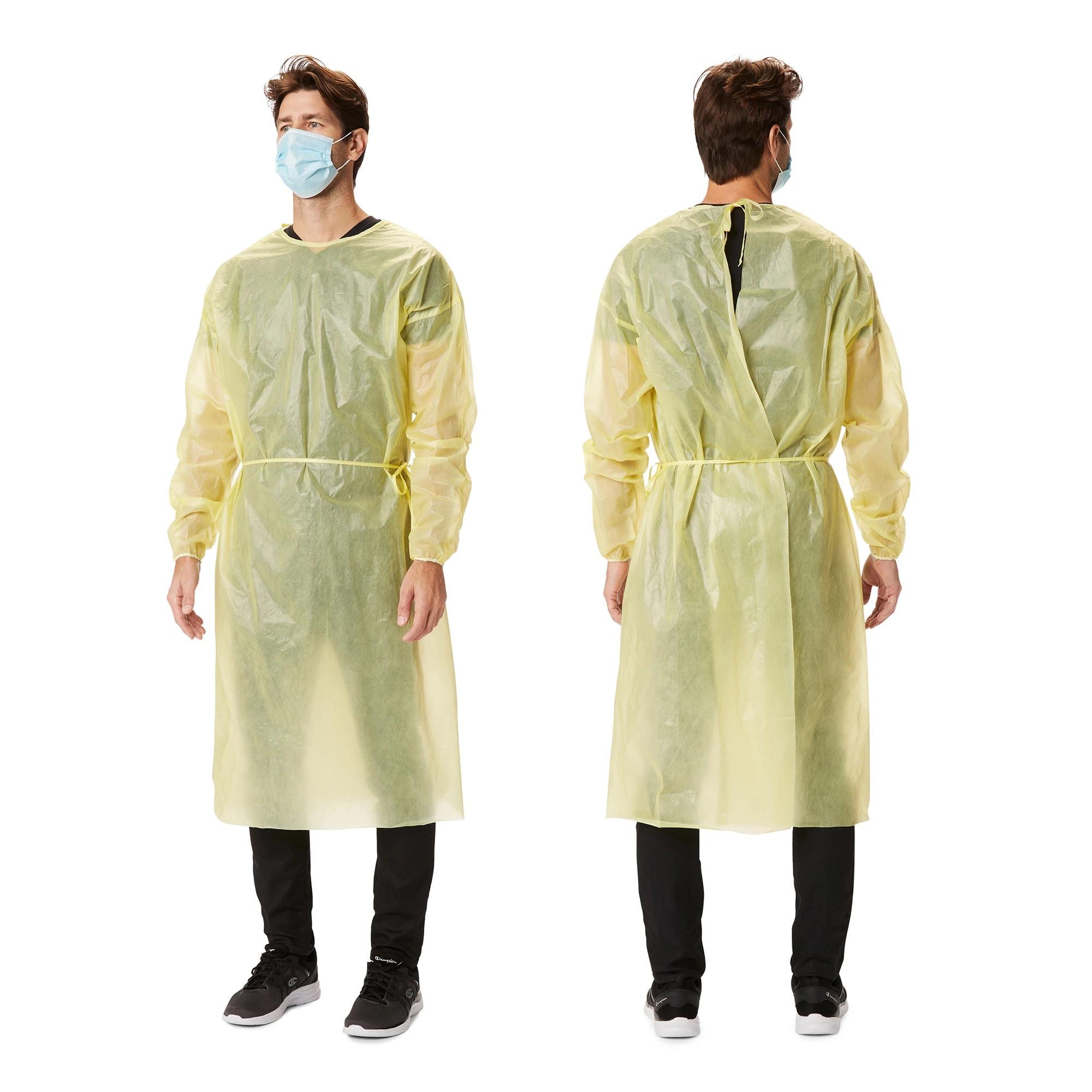 Protective Procedure Gown X-Large Yellow NonSterile AAMI Level 1 Disposable