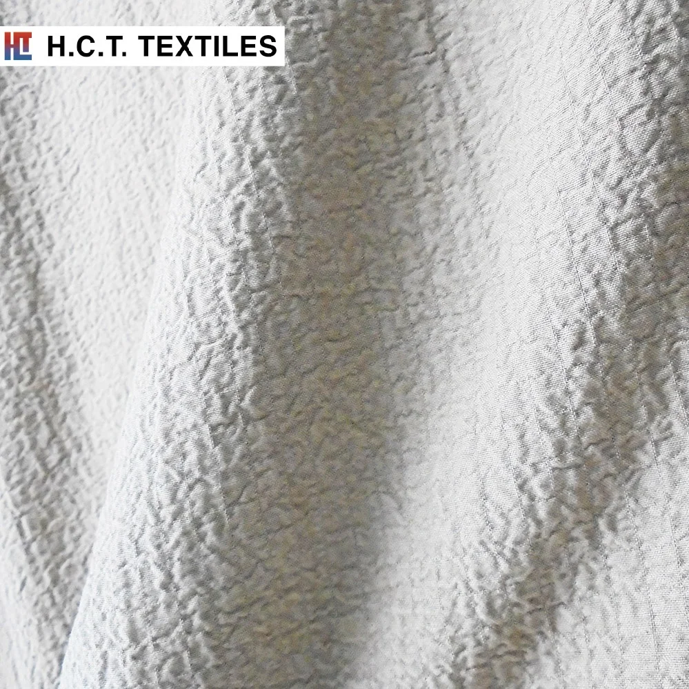 Лидер продаж эластичная ткань seersucker 140 г вискоза полиэстер спандекс гладкая сморщенная муслиновая