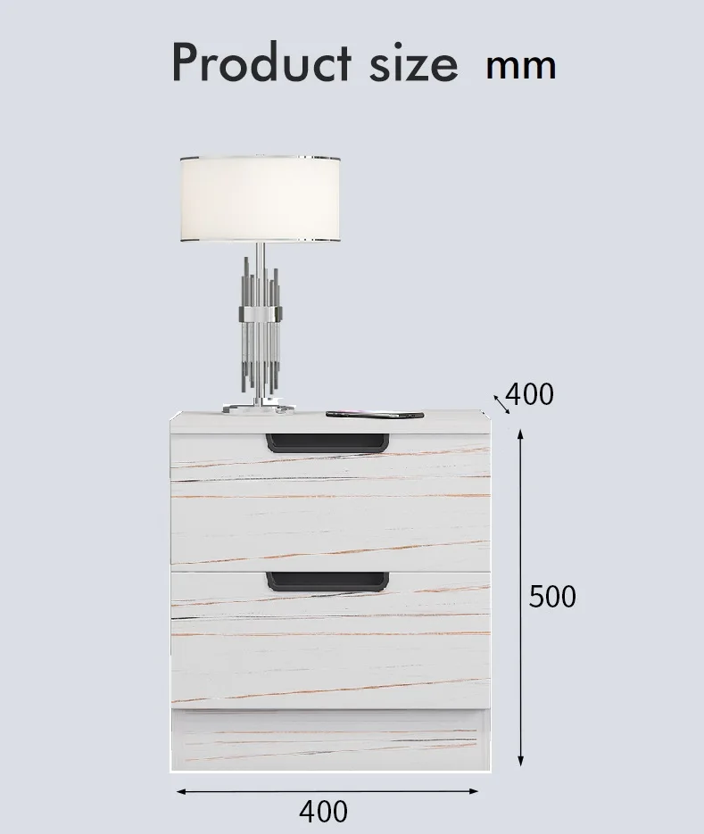 400x500xH400mm Modern Empty White Beside Table Bedroom Rectangular Cabinet with Drawer Storage in Wooden