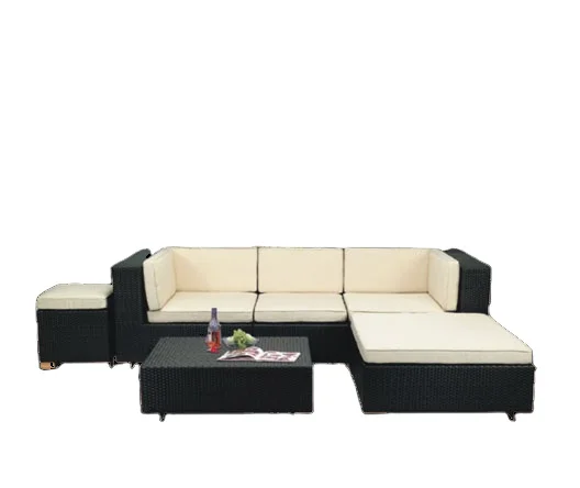 Garden rattan sofa furniture patio wicker L shape sofa  furniture outdoor sofa set with cushion