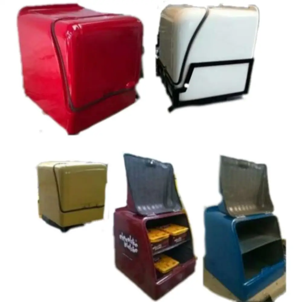 2023 New Large Fibreglass Fiber Glass Pizza Led Light Insulated Takeaway Tail Food Delivery Box For Motorcycle Motor Scooter