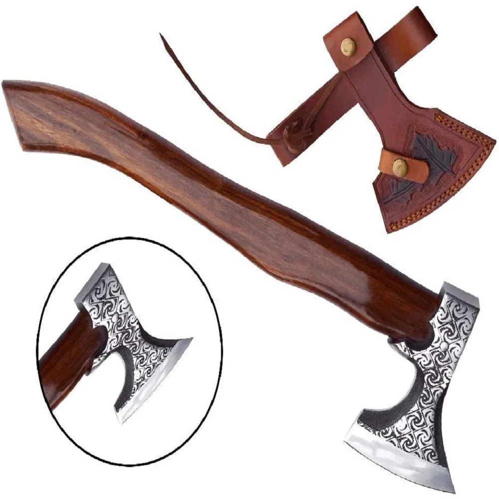 
Custom Handmade high carbon Steel Viking Style Axe Camping Tactical Axe Hatches 