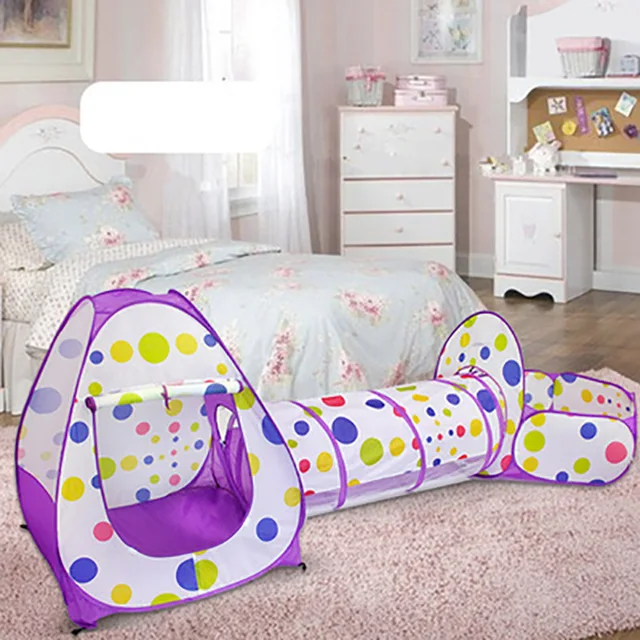 Castle Play Tent Crawl Tunnel Ball Pit with Basketball Hoop play tent for Kids Toddlers Indoor Outdoor