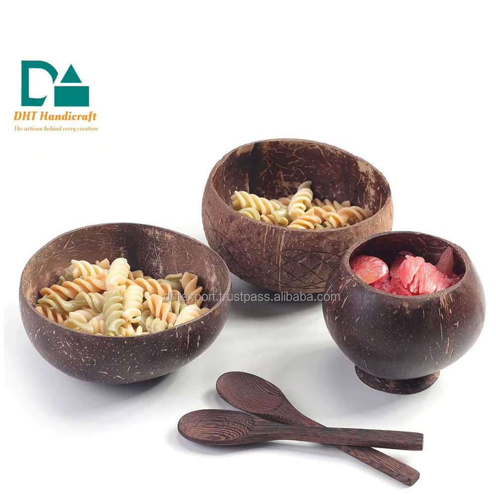 Coconut bowl shell special design wholesales customized package disposable dinnerware