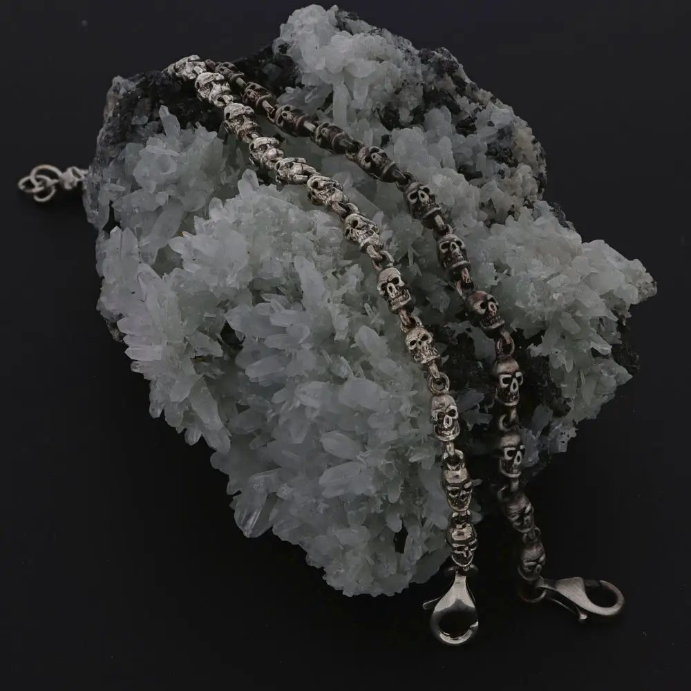 Best Price Man Bracelet With Skulls Silver 925 Italian Handmade Punk Rock Design Customization available