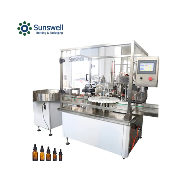 Automatic 20ml 50 ml Cosmetic Oil  Glass Bottle Dropper Filling Machine