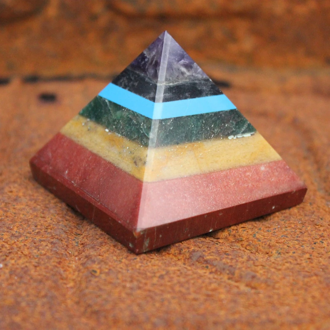 HEALING SEVEN CHAKRA AGATE PYRAMID / SEVEN CHAKRA CRYSTAL PYRAMID / PREMIUM QUALITY 7 CHAKRA HEALING GEMSTONE REIKI PYRAMIDS