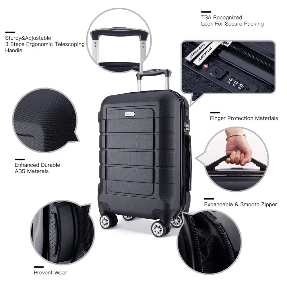 
Custom hardshell travel bags luggage hand travelling bags high quality abs trolley suitcase luggage sets 