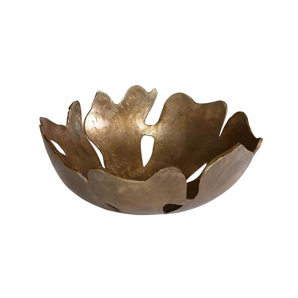 Brass Antique Luxury and Modern Design Leaf Fruits Serving Bowl Top Selling and High Quality Japanese Style