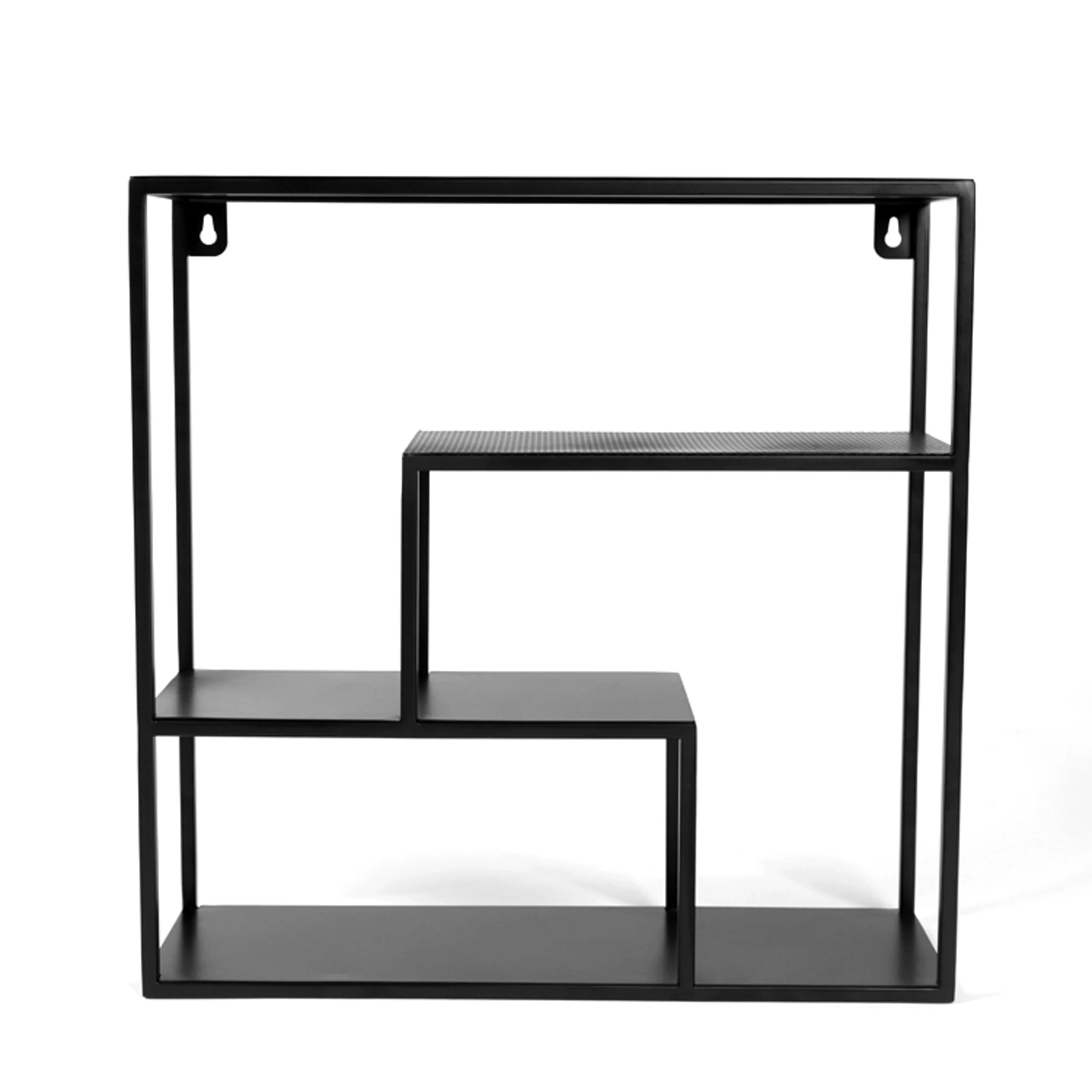 Attractive Rectangle Home Decor Metal Floating Shelf for Living Room Kitchen Storage Wall Mounted Black Metal Floating Shelves