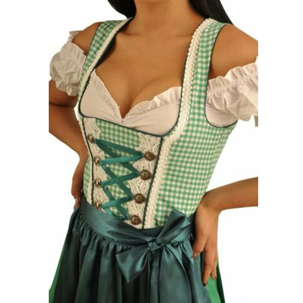 Womens Traditional Oktoberfest Dirndl Dress German Bavarian Beer Festival Maid Wench Costume Carnival Party Fancy Dress ecoparty