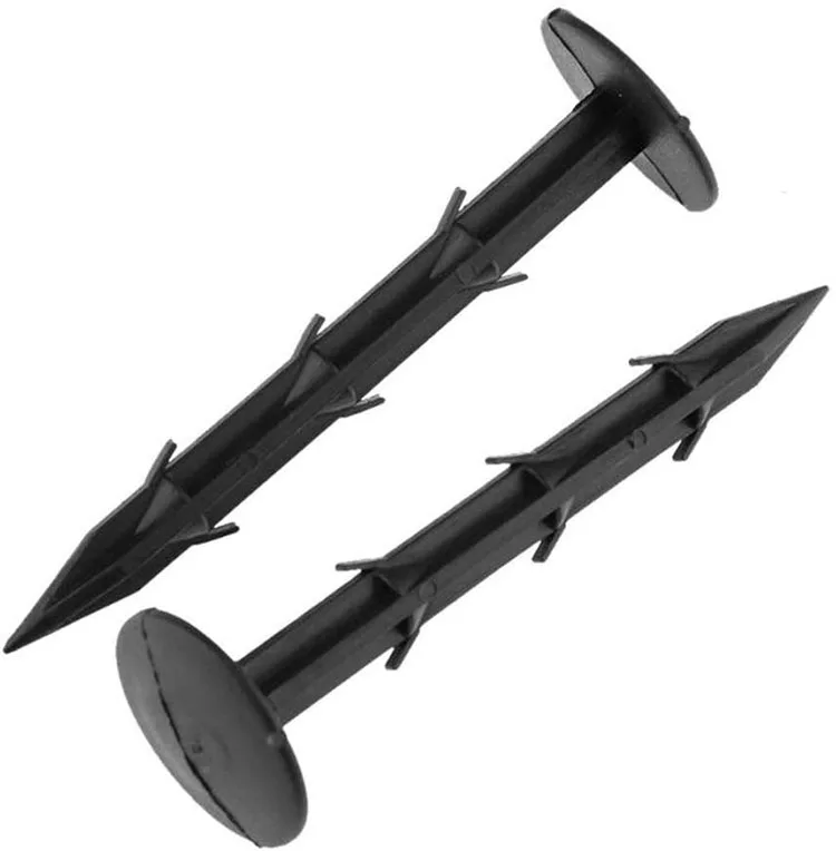 1000pcs 4.3 in Garden Pegs Anchors Mulch Pegs Rustproof Plastic Yard Pegs Barbed Stakes Rod Nail for Fixing Weed Mat Black
