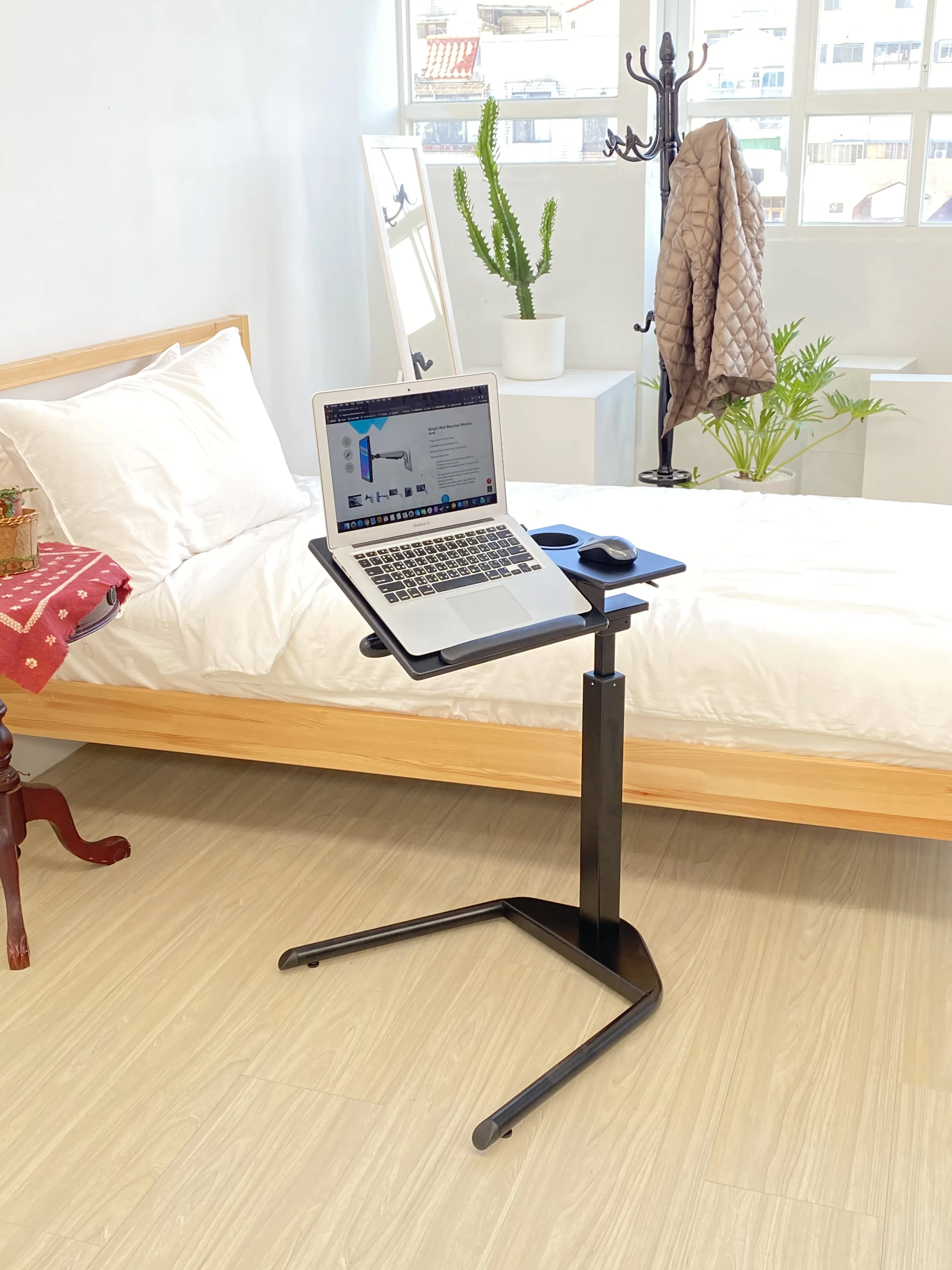 Medical over bed table, hospital adjustable over bed table for patient