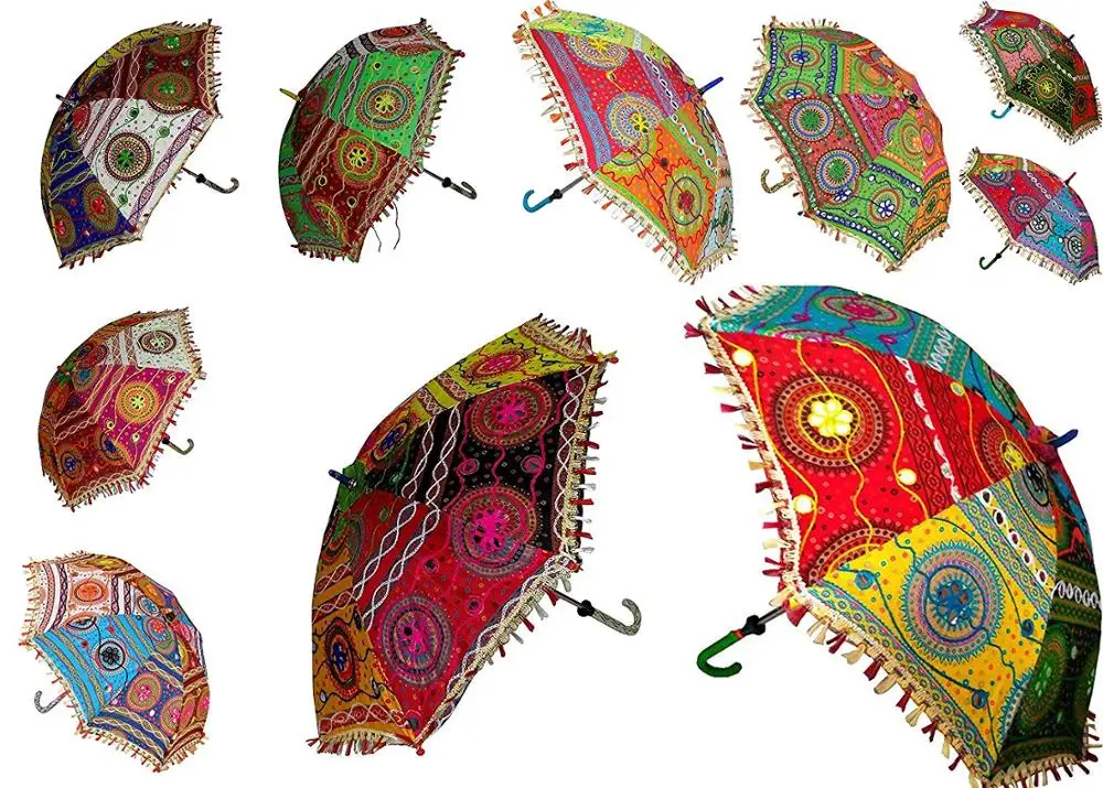 100% cotton Rajasthani Traditional Sun Embroidery and colorful design sun umbrella
