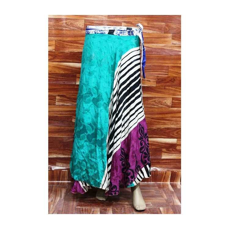 Women silk sari Swim Wrap Skirt Floral Printed long skirt for Arab batik Thai boho adjustable women wrap skirt