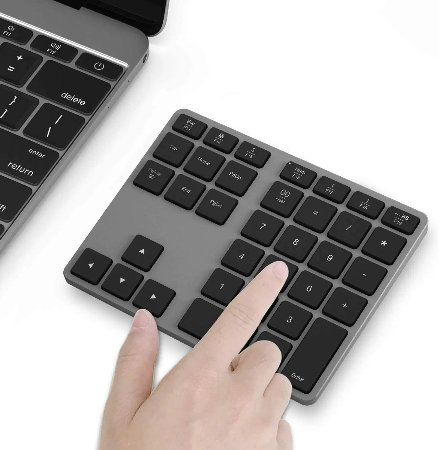 
Aluminum Rechargeable Wireless Numeric Keypad With USB 3.0 Hub For MacBook Windows Laptop 