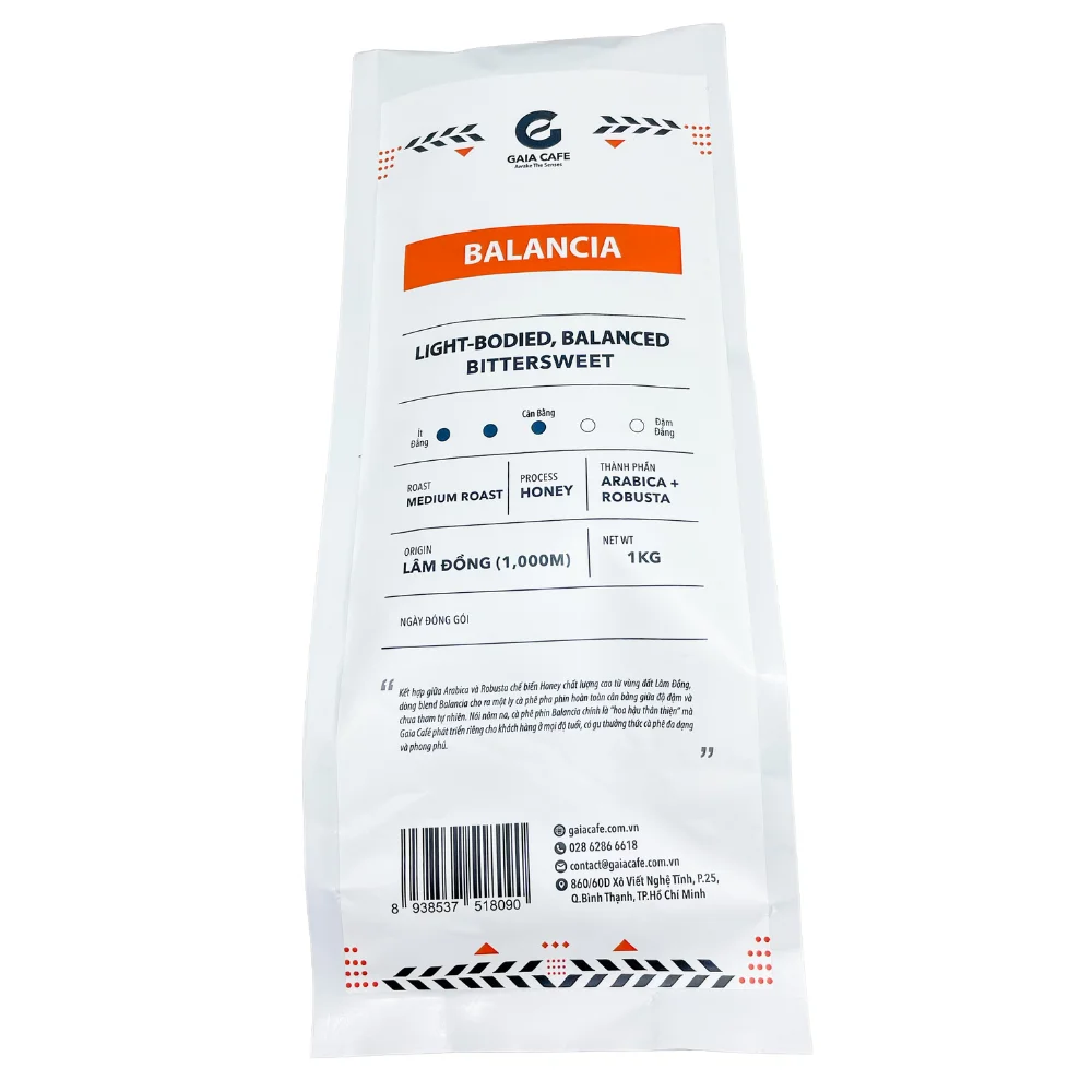 Vietnamese Medium Roasted Coffee Blend Fine Robusta + Arabica with Light-Bodied Balanced Bittersweet Aftertaste 1kg