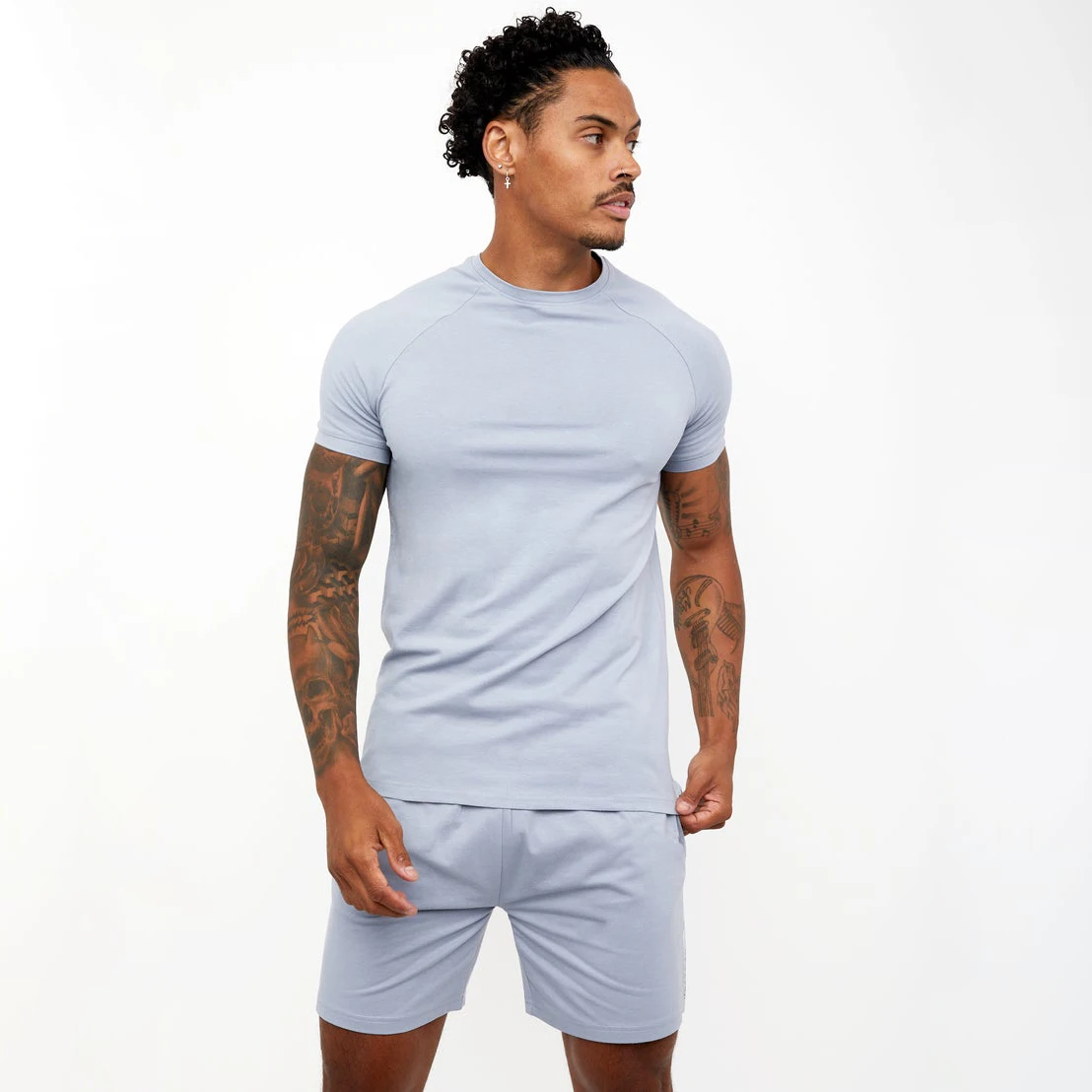 Hot Sale Workout Quick Dry Gym Wear Men Clothing Custom Logo Print 100% Cotton Spandex Fabric Raglan Sleeves T-shirts For Men