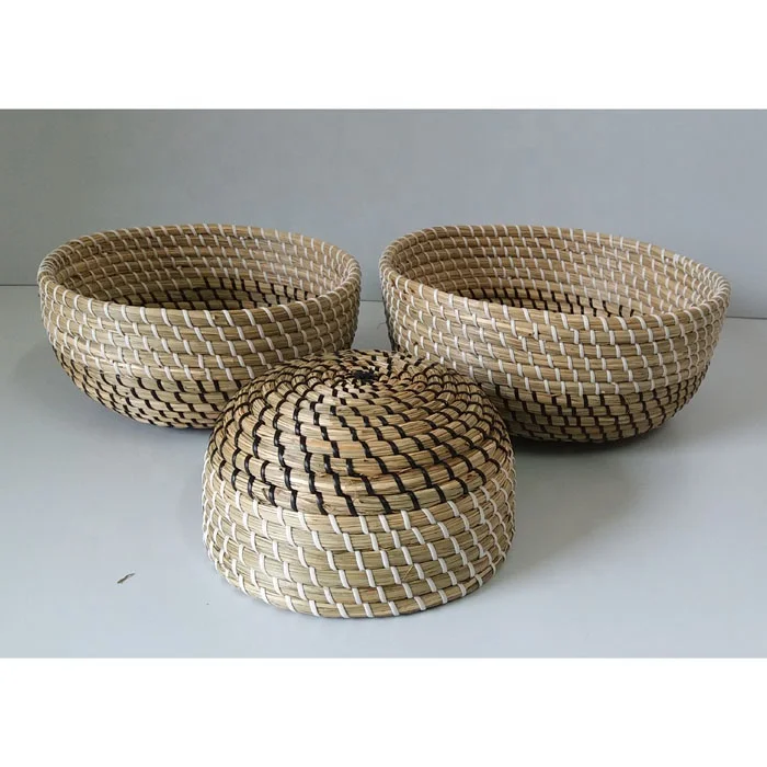 Vietnam wholesale wicker seagrass rattan straw woven weave storage laundry handmade houseware rice basket seagrass
