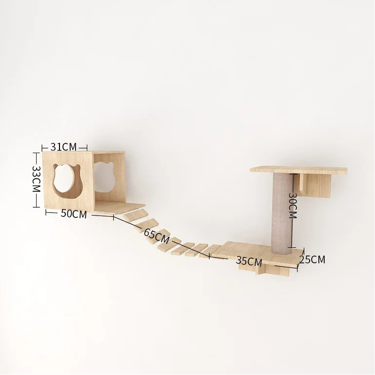 Modern Wall Mounted Cat Bridge Cat Shelves Scratch Wooden Furniture For Cats