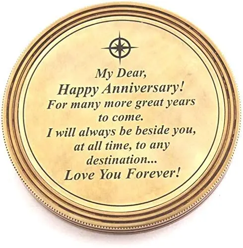 Brass Sundial Compass With Leather Cover Personalized Working Sundial Compass - High Quality Sundial Compass