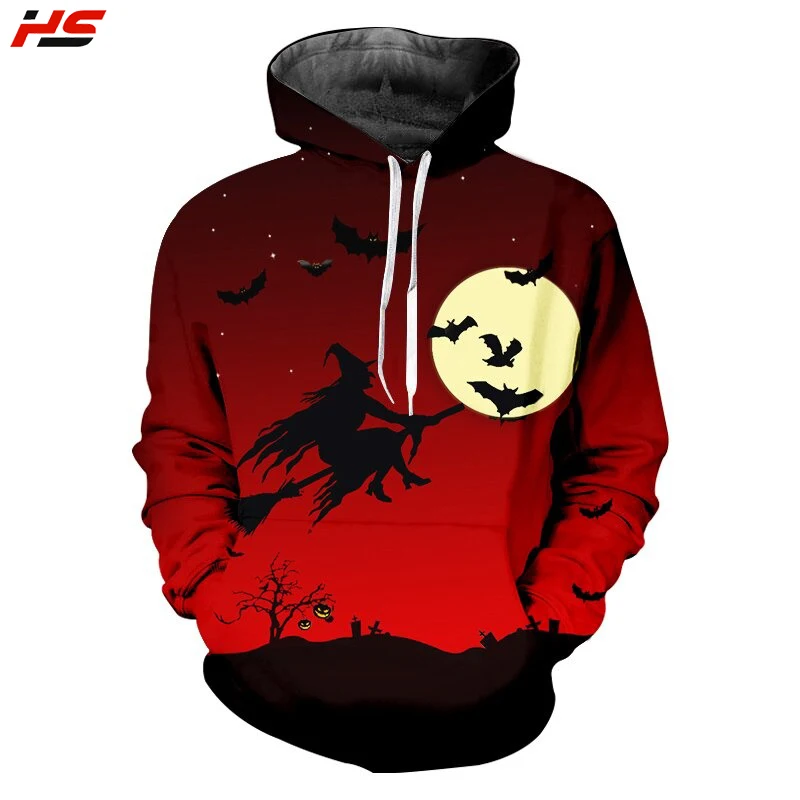 New Horror Halloween Pumpkin In The Forest 3D Sublimation Pullover Hoodie For Men