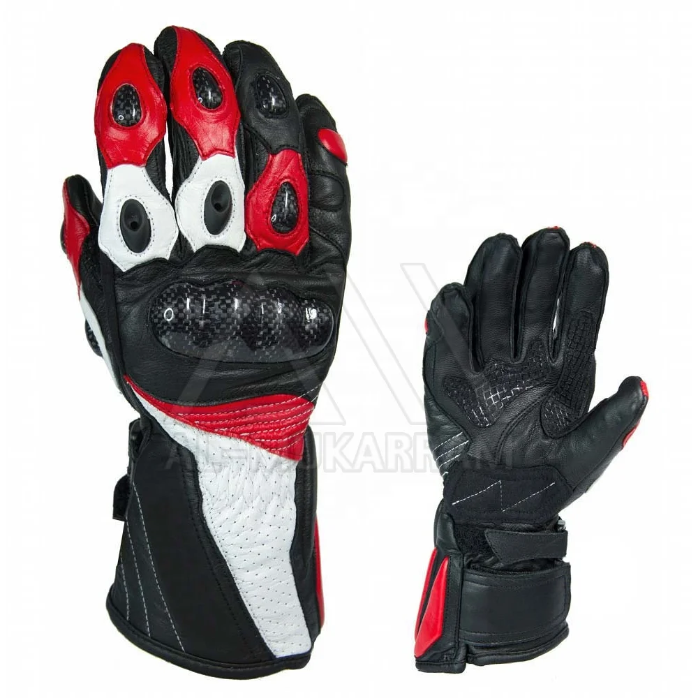 
Customized Logo Design Black Leather Motorbike Racing Safety Gloves For Men 