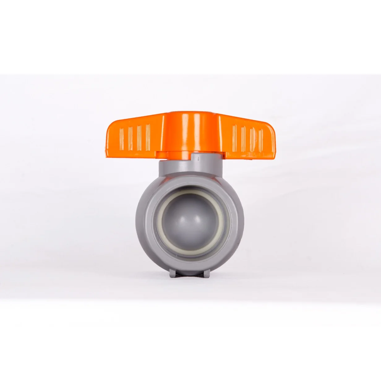 Plastic Material Hand Operated Un-Threaded Ball Valve Orange Handle Export From Vietnam
