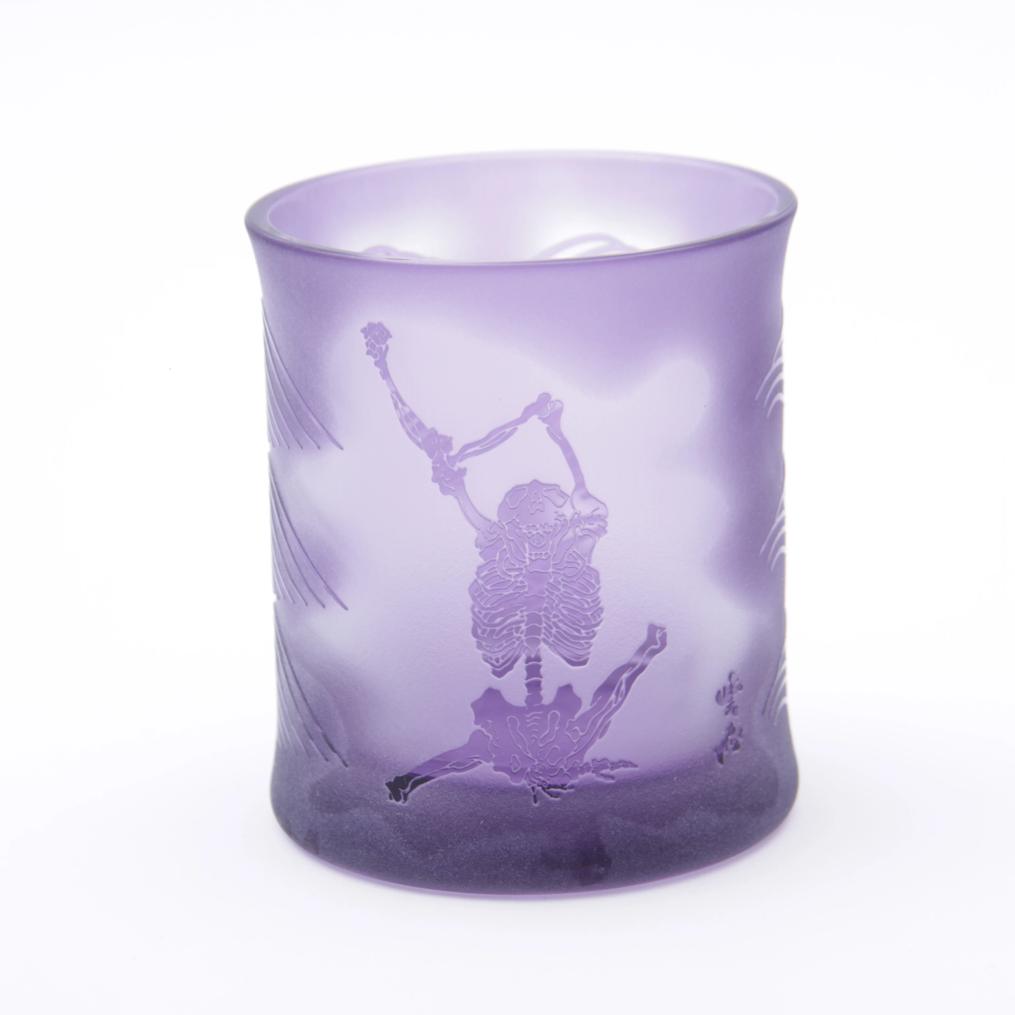 Kyosai Ukiyo-e Style Yawning purple Beer Glasses