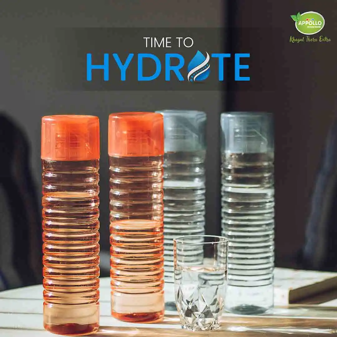 Platinum Water Bottle Model-1 (pack of 2) PET Drinking Water Bottle Plastic With Screw Lid