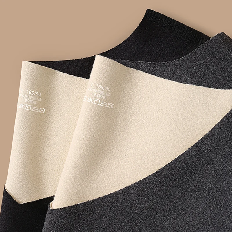 
Women Thermal Flexible Cozy Round Neck Double-face Fleece Underwear Set Loungewear With Long Sleeve Shirt and Pants Gray 