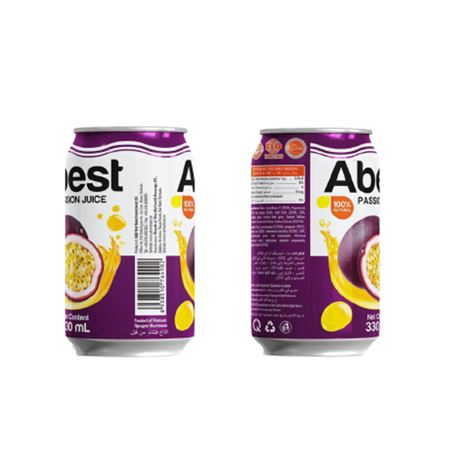 Soft drink cans Customized Abest Vietnam  Brand Top Factory Beverage 330ml Passion Fruit Juice Drink