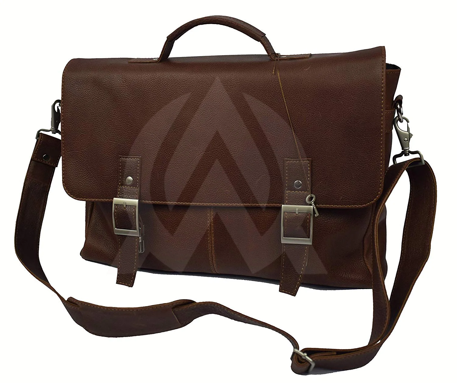 Brown Genuine Crazy Horse Leather Messenger Laptop Briefcase Bag For Man