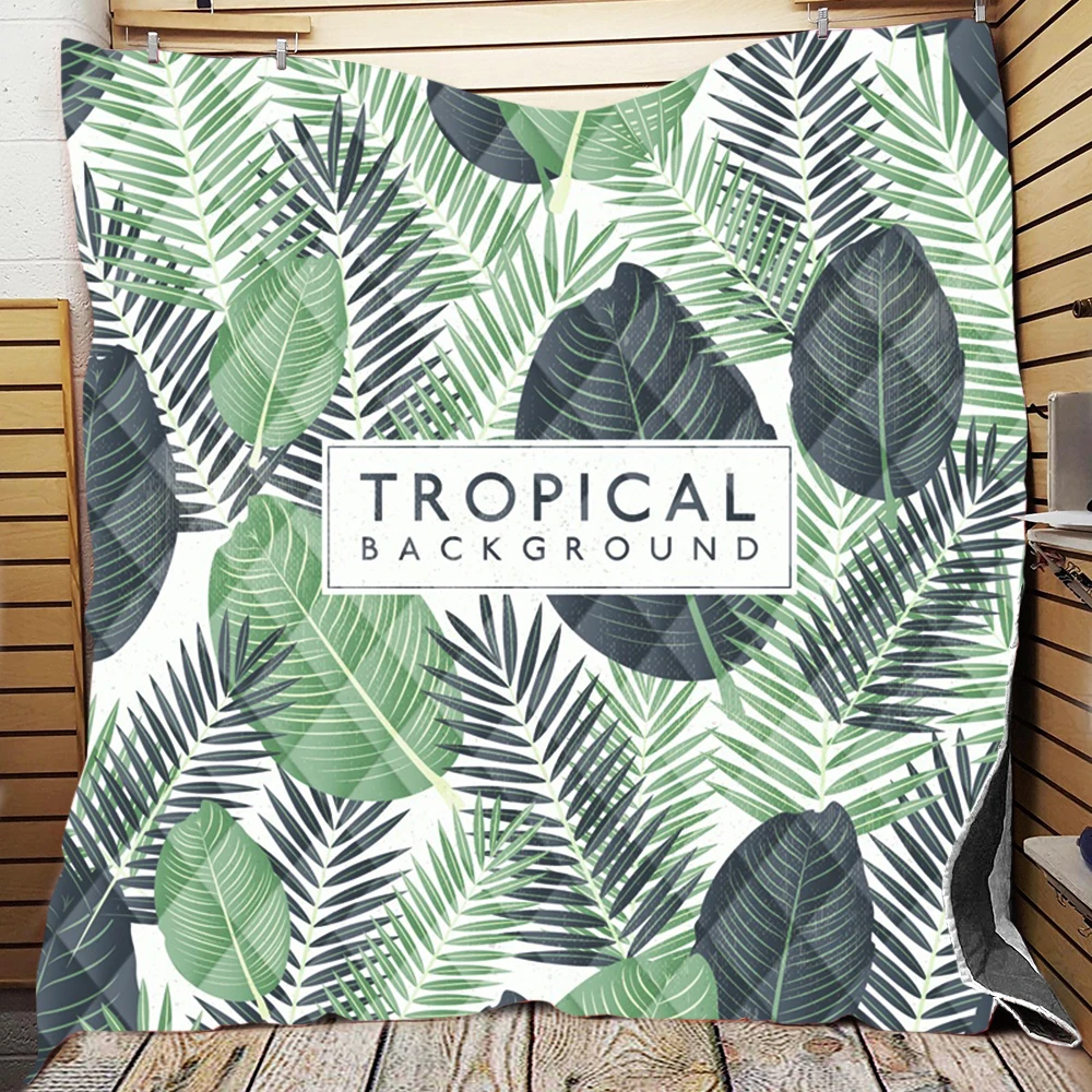
Palm Leaves True Tropical Style Quilted Blanket Quilt Patchwork Throw Blankets Wholesale Dropship 