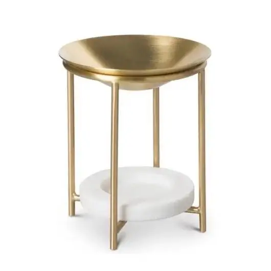 Fully Brass Charcoal Smart Incense Burner Best Indoor Room Fragrance Design Metal Incense Holder Painted Gold and white Combo