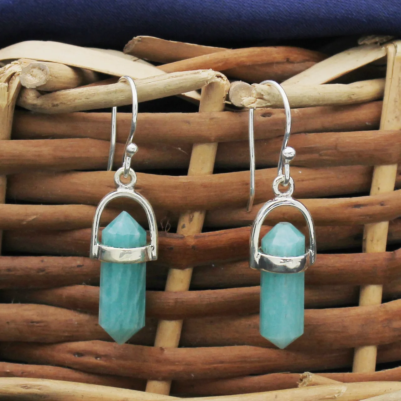 Amazonite Pencil Hanging Earring