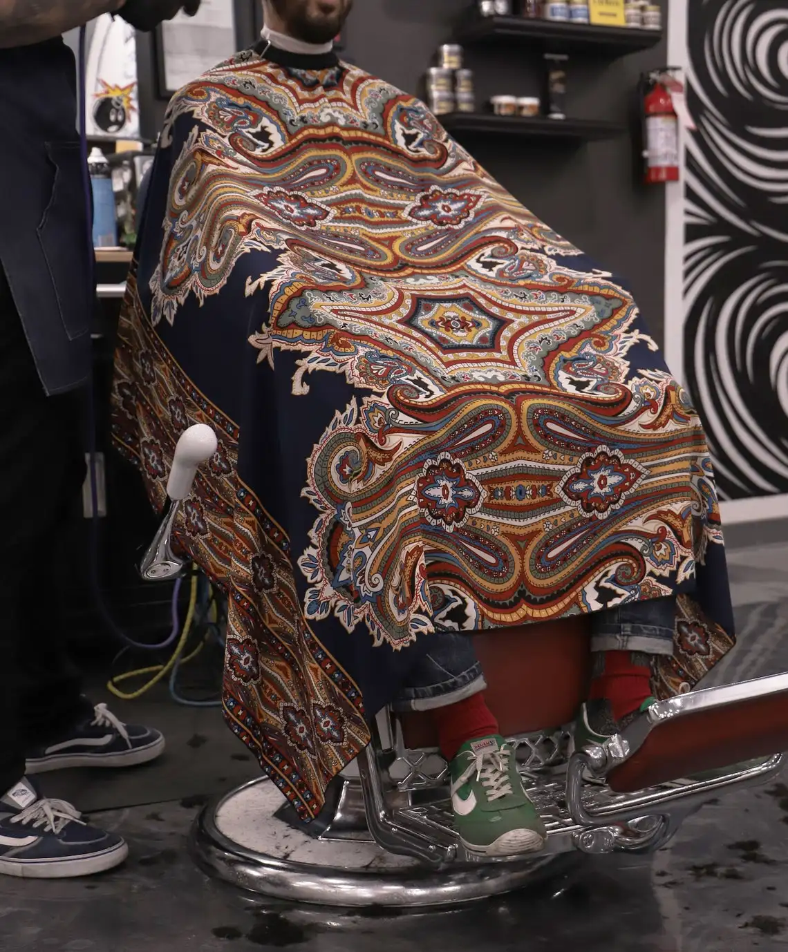 
Paisley Colores Haircut Cape Gown Drape Barber Products | Black Thread Products 