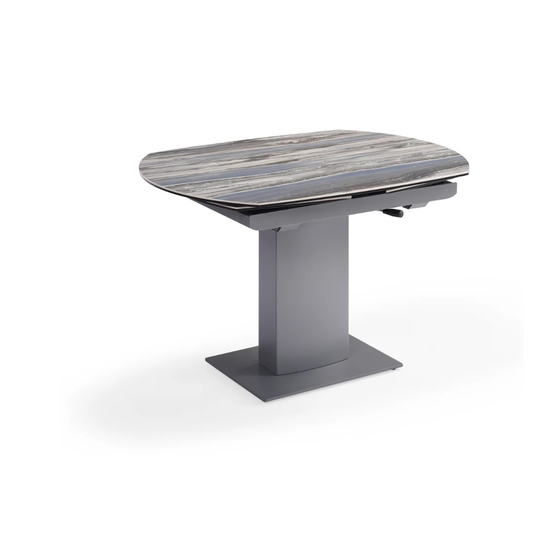 Modern Sintered Home Furniture Stone Contemporary Rectangular Black Metal Frame Folded Modern Extension Dining Table