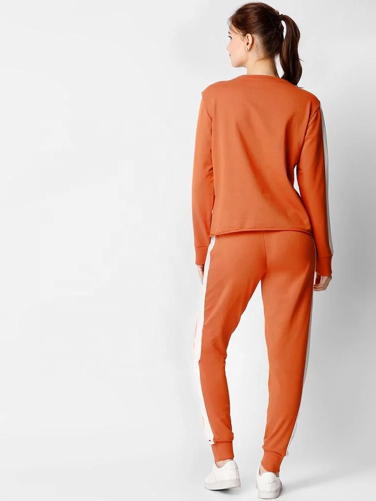 New Women Tracksuit Women Orange & White Track Suit  Workout Tracksuit Fashion Set by EVERGLOW