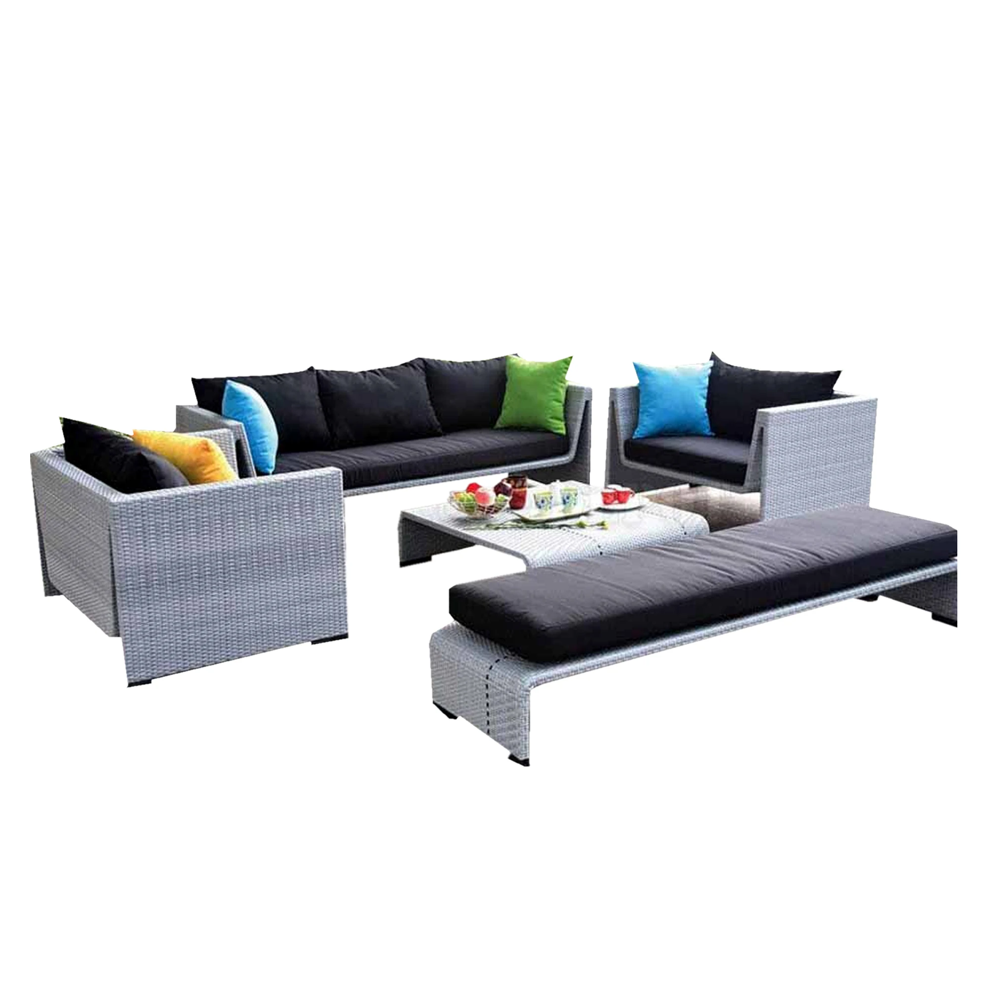 outdoor aluminium wicker sofa sets modern high quality rattan sofa set with cushions outdoor garden furniture