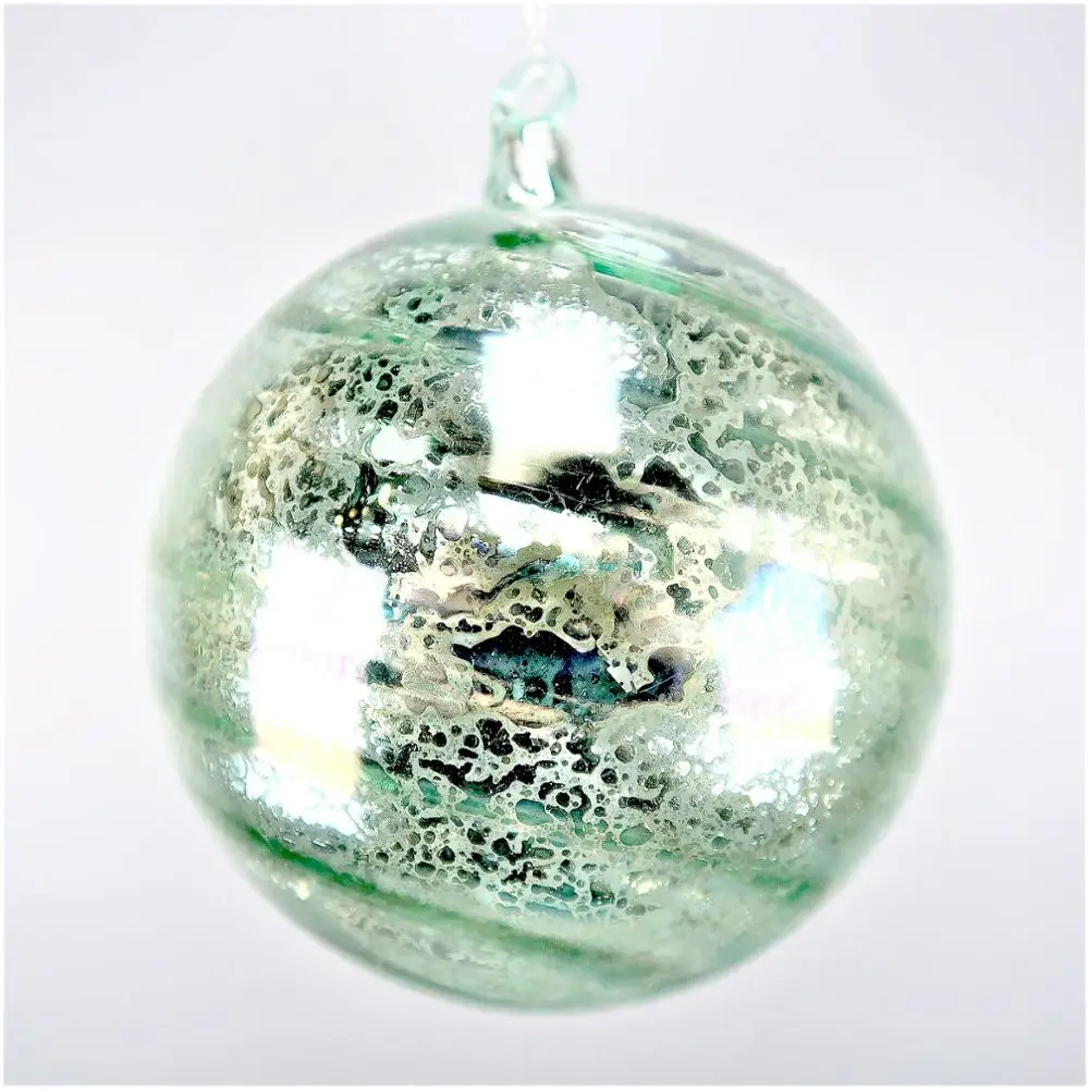 Christmas Decoration Light Blue Glass Twisted Ball Ornament