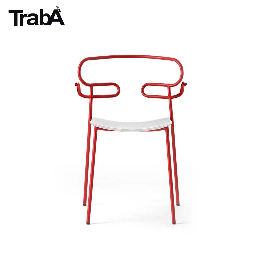 Top Quality stackable Armchair metal frame wood seat