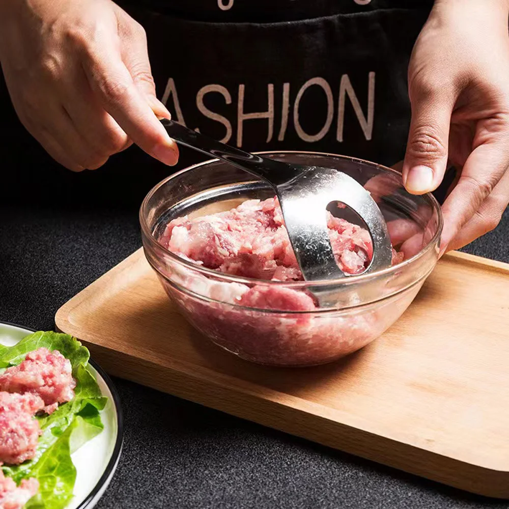 304 stainless machine household fish balls round spoon artifact pressure balls