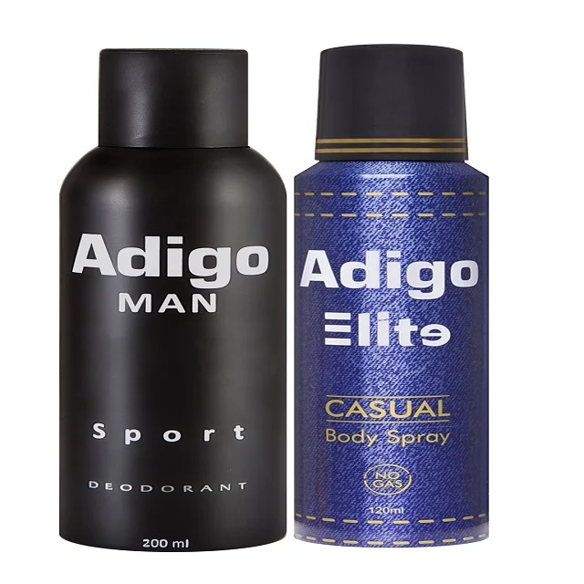 
 Дезодорант Adigo для мужчин-спортивный спрей для тела 200 мл и Элитный-Повседневный дезодорант-спрей 120 мл  