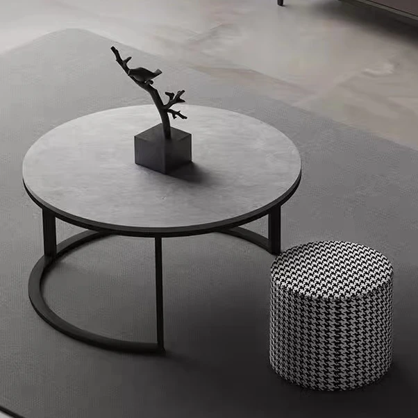 BKX nordic luxury modern gold stainless steel frame sofa side end tea table round nesting marble top coffee table black