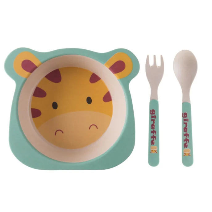 animal shape fancy bamboo fiber dinner bowl set for kids with ears