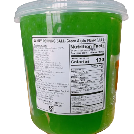 Горячая Распродажа, пузырьковый чай, оптовая продажа, тайваньский соковый шар Boba с зеленым яблоком