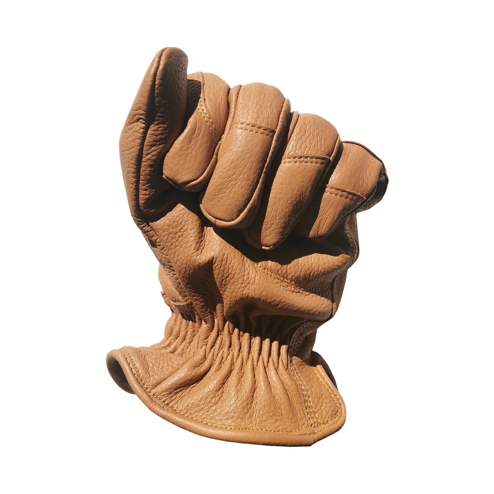 Мужские защитные кожаные перчатки из оленьей кожи с хлопковой подкладкой для вождения