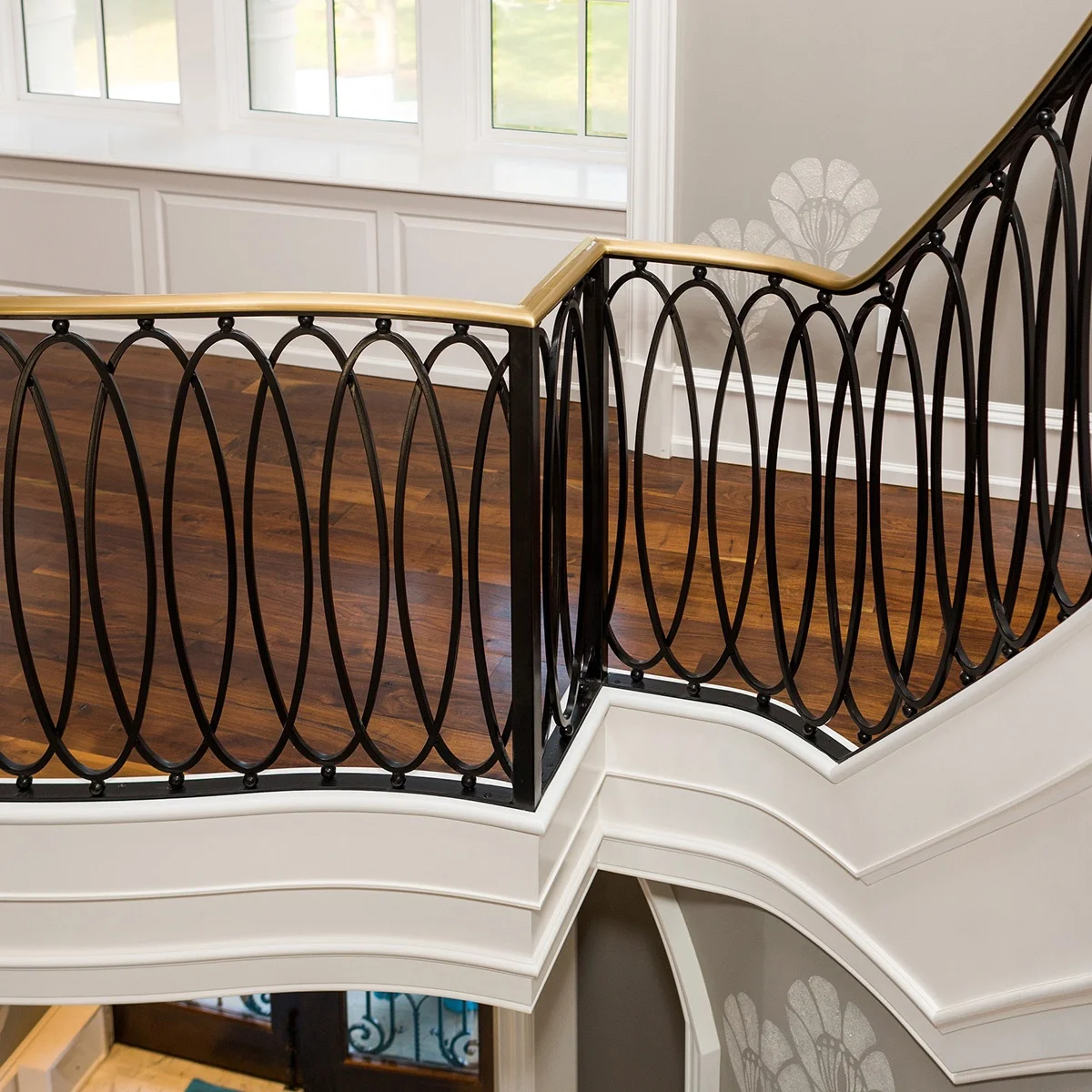 High end house interior decorative stair railing designs wrought iron railing design