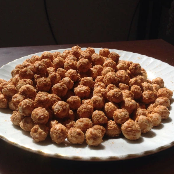 coated with sesame and honey roasted chickpeas